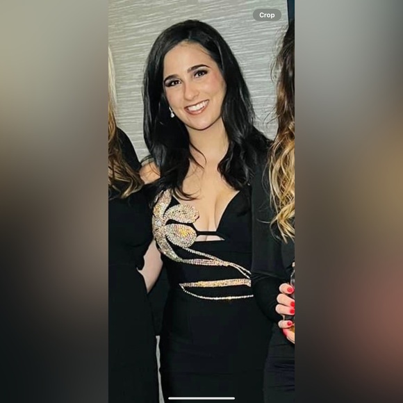 AKIRA SPARKLY CRYSTAL PETAL EMBELLISHED BANDAGE SLIP MINI DRESS - Picture 6 of 6